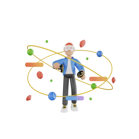 Boy Using Metaverse Tech 3D Illustration