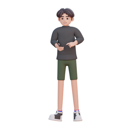 Boy using mobile  3D Illustration