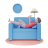 3d boy seat on sofa emoji