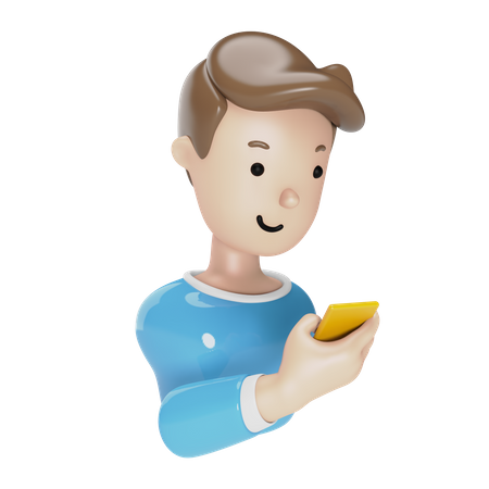 Boy using phone  3D Illustration