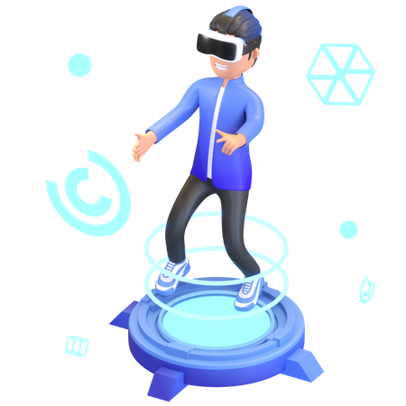 Boy using Virtual Reality device  3D Illustration