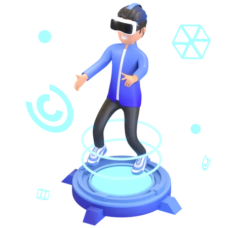 Boy using Virtual Reality device  3D Illustration