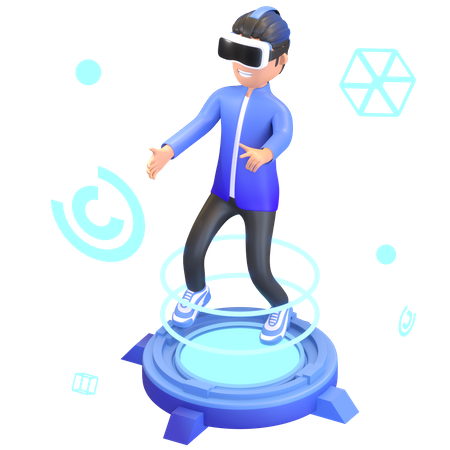 Boy using Virtual Reality device 3D Illustration