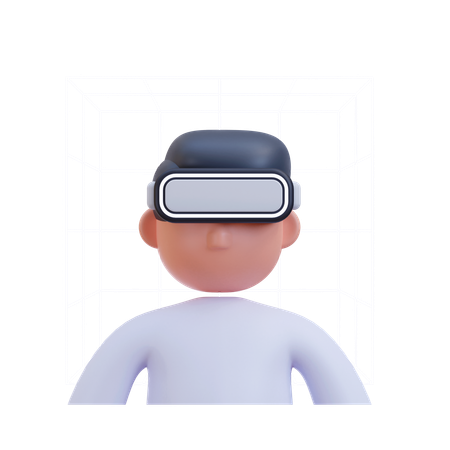 Boy using Virtual Reality technology  3D Icon