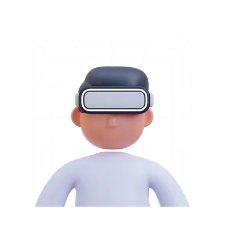 Boy using Virtual Reality technology  3D Icon