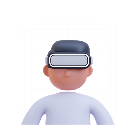 Boy using Virtual Reality technology 3D Illustration