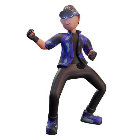 Boy using Virtual Reality tools 3D Illustration