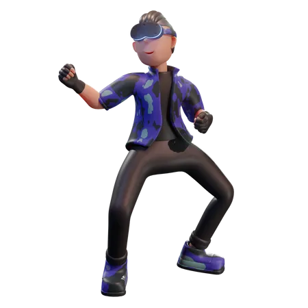 Boy using Virtual Reality tools  3D Illustration