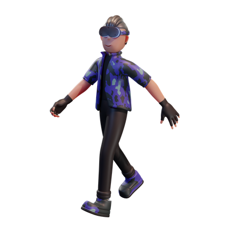 Boy using VR box  3D Illustration