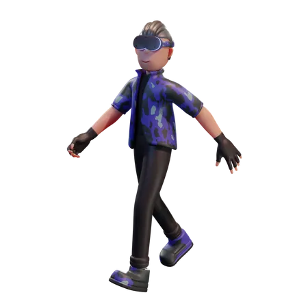 Boy using VR box  3D Illustration