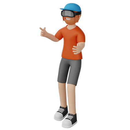 Boy Using Vr Glasses  3D Illustration