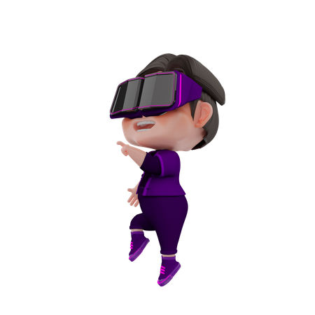 Boy using VR Glasses  3D Illustration