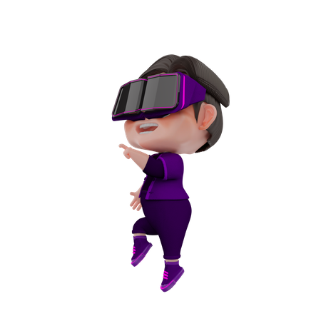 Boy using VR Glasses 3D Illustration