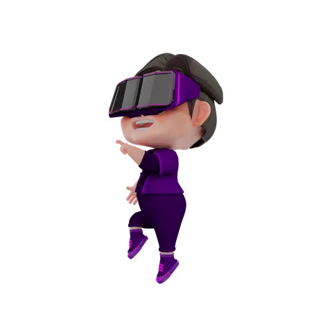 Boy using VR Glasses 3D Illustration