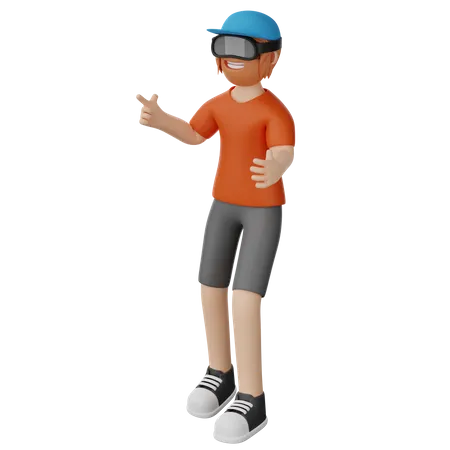 Boy Using Vr Glasses  3D Illustration