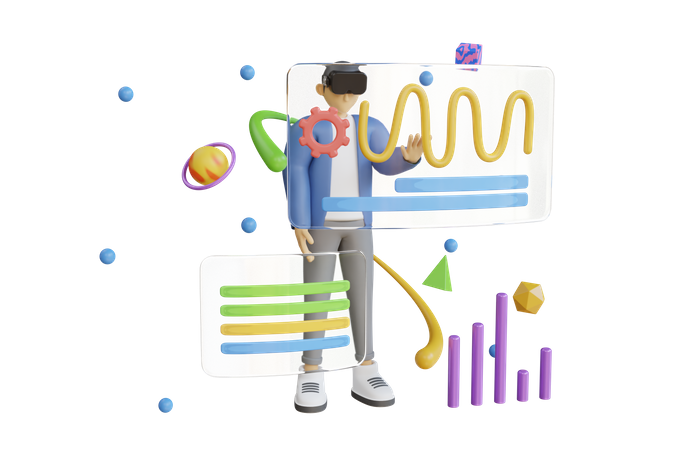 Boy using VR tech  3D Icon