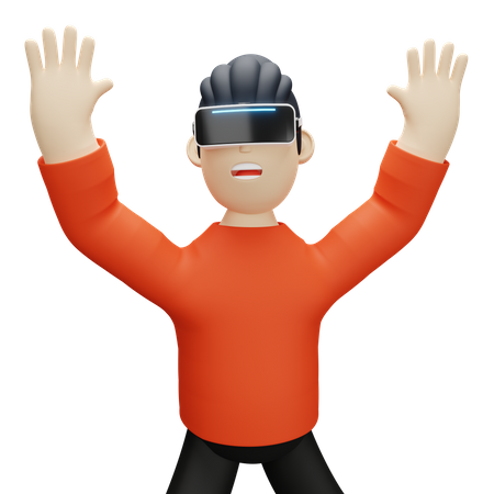 Boy using VR technology  3D Illustration