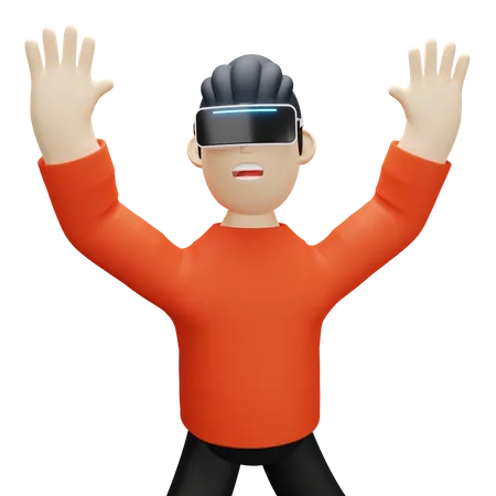 Boy using VR technology  3D Illustration