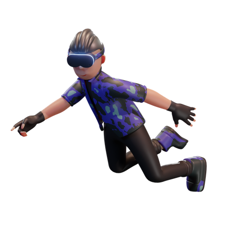 Boy using VR technology  3D Illustration