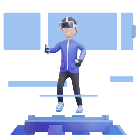 Boy using VR technology  3D Illustration