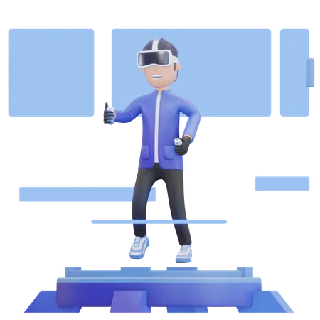 Boy using VR technology  3D Illustration