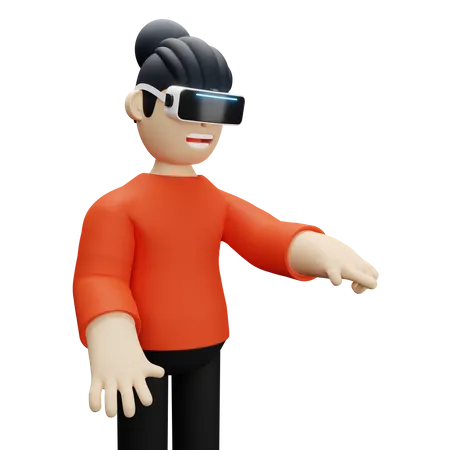 Boy using VR technology  3D Illustration