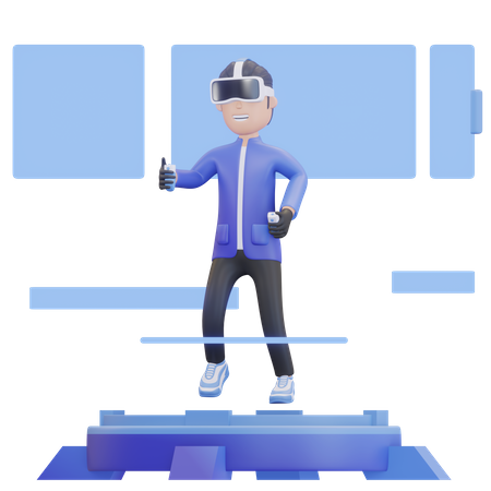 Boy using VR technology  3D Illustration