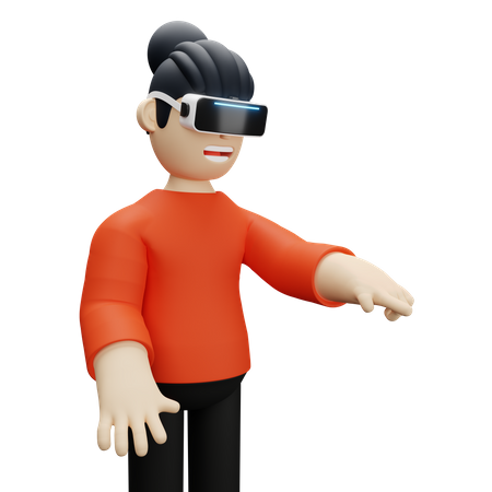 Boy using VR technology  3D Illustration