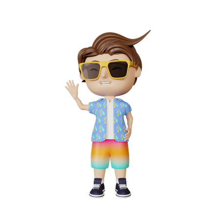 Boy waiving hand  3D Icon
