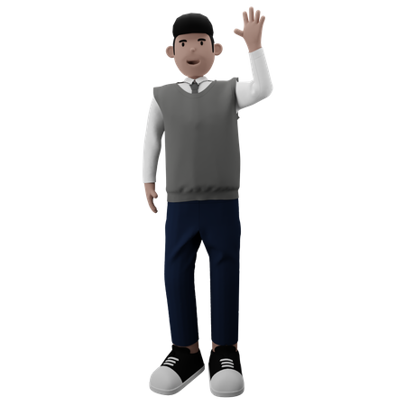 Boy waiving hand  3D Icon