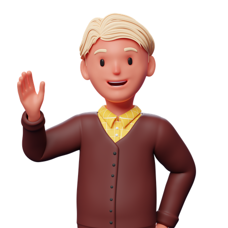 Boy waiving hand  3D Illustration