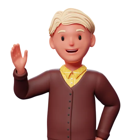 Boy waiving hand  3D Illustration