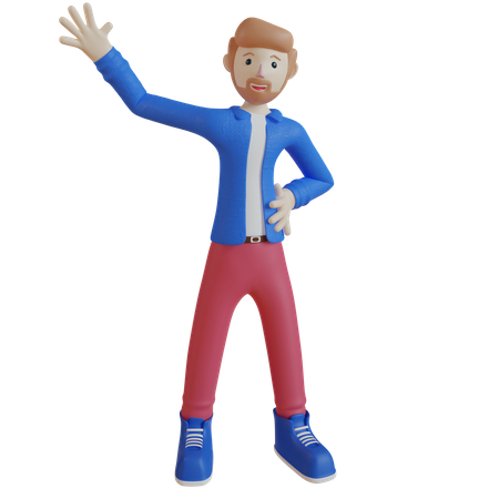 Boy waiving hand  3D Illustration