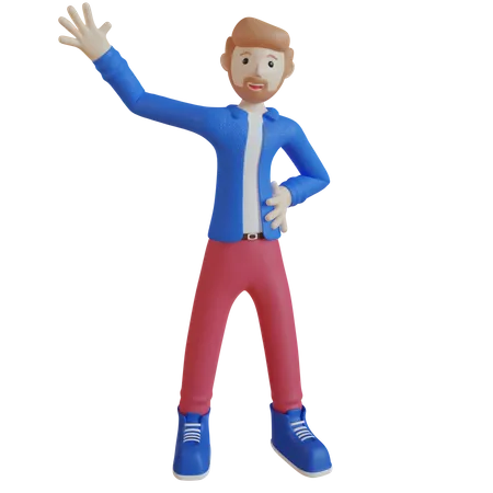 Boy waiving hand  3D Illustration