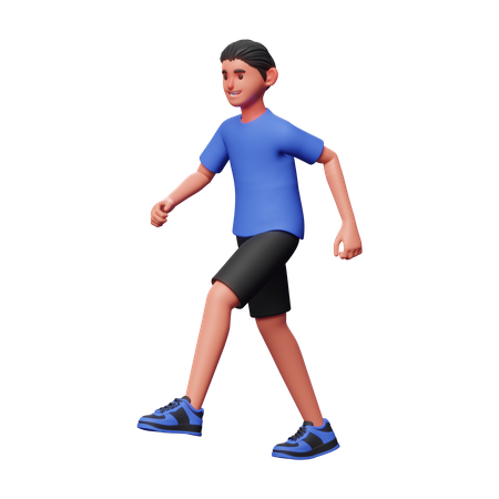 Boy Walking  3D Illustration