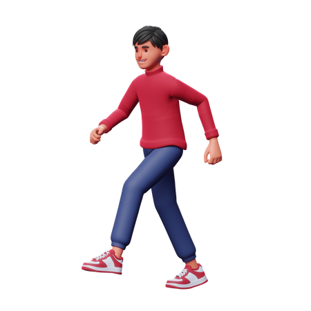 Boy Walking  3D Illustration