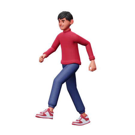 Boy Walking  3D Illustration