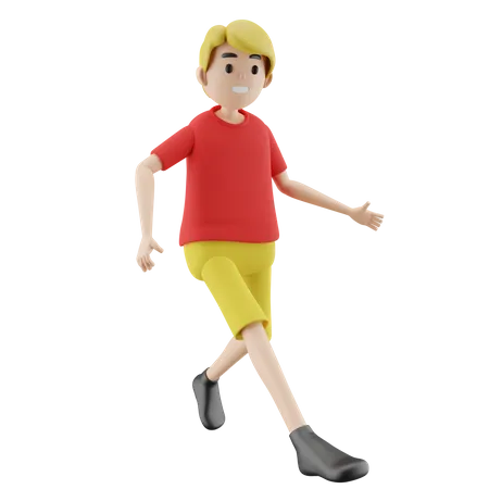 Boy Walking  3D Illustration