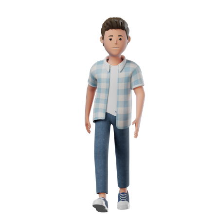 Boy Walking  3D Illustration