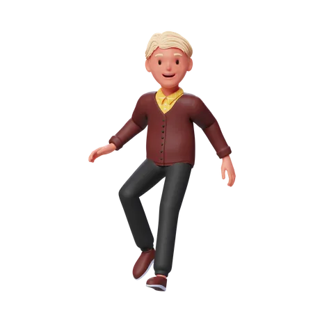 Boy walking 3D Illustration