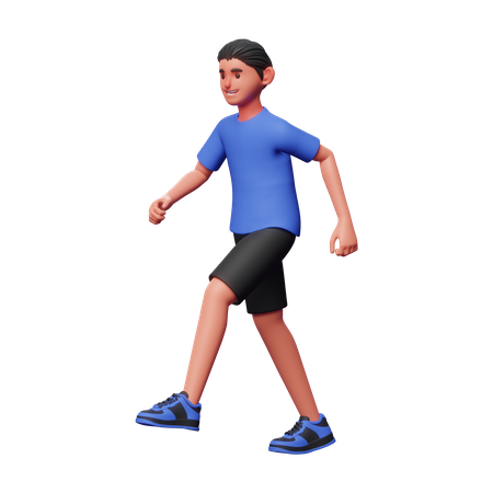 Boy Walking 3D Illustration