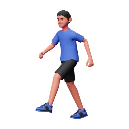 Boy Walking 3D Illustration
