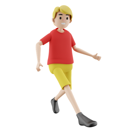 Boy Walking  3D Illustration