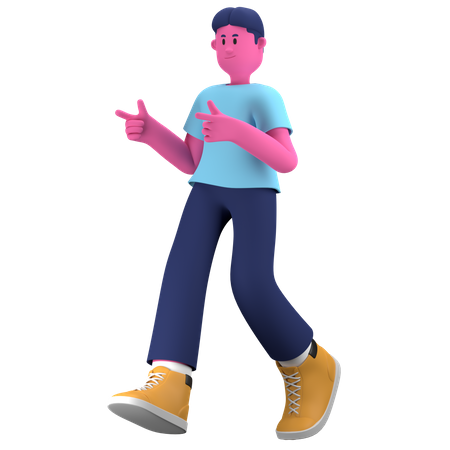 3D cartoon man walking casually. Illustration of a man walking on a  transparent background 3d rendering 22207090 PNG