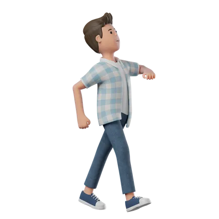 Boy Walking Happy  3D Illustration