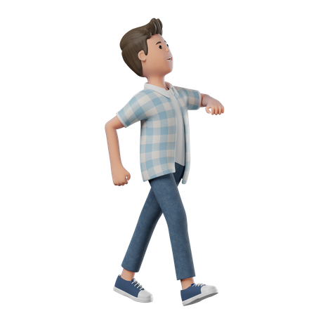Boy Walking Happy  3D Illustration