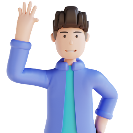 Boy waving hand  3D Illustration