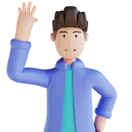 Boy waving hand  3D Illustration