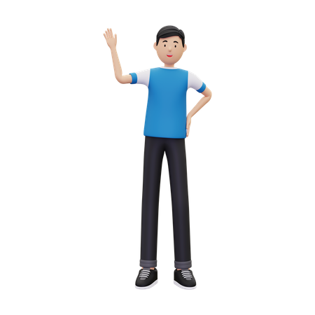 Boy waving hand  3D Illustration