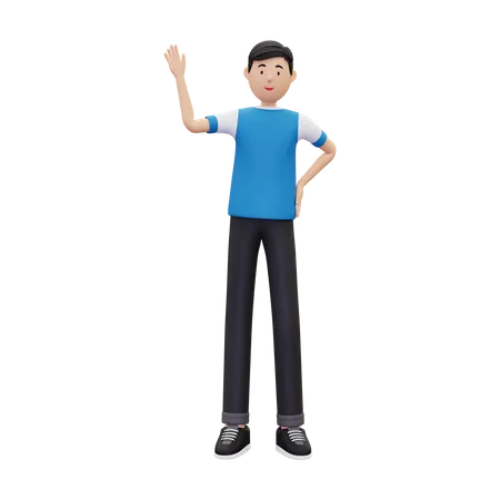 Boy waving hand  3D Illustration